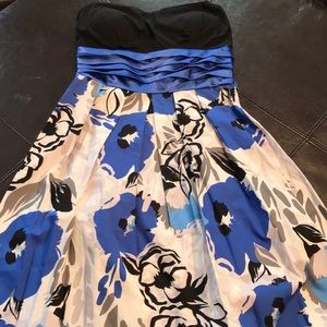 Teen strapless royal blue with floral design